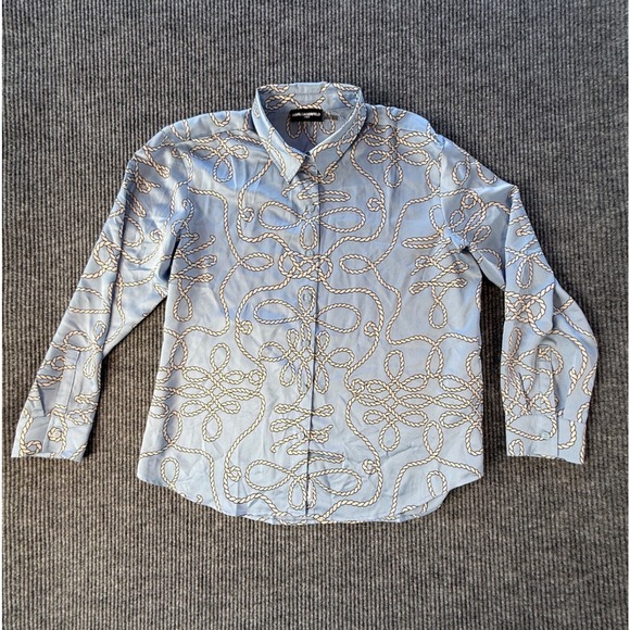 Karl Lagerfeld Paris Tops - Karl Lagerfeld Paris Womens Blue Nautical Rope Print Button Down Blouse Large